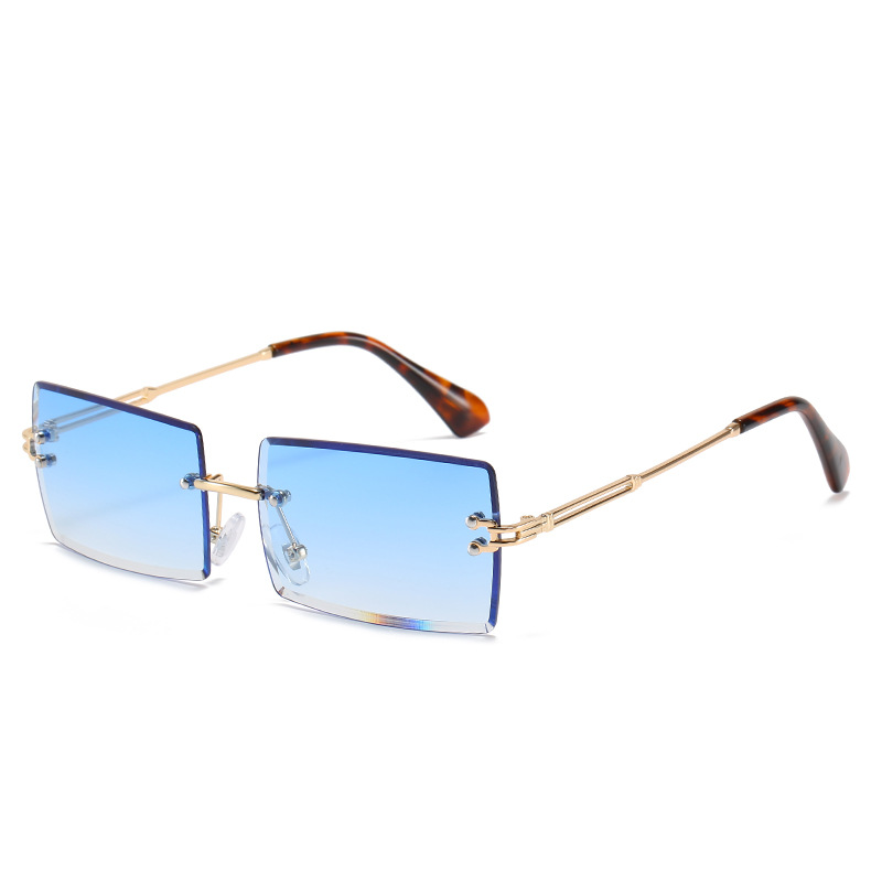 Sunglasses Rimless Square sunglasses with cut edge Fashion small glasses sunglasses