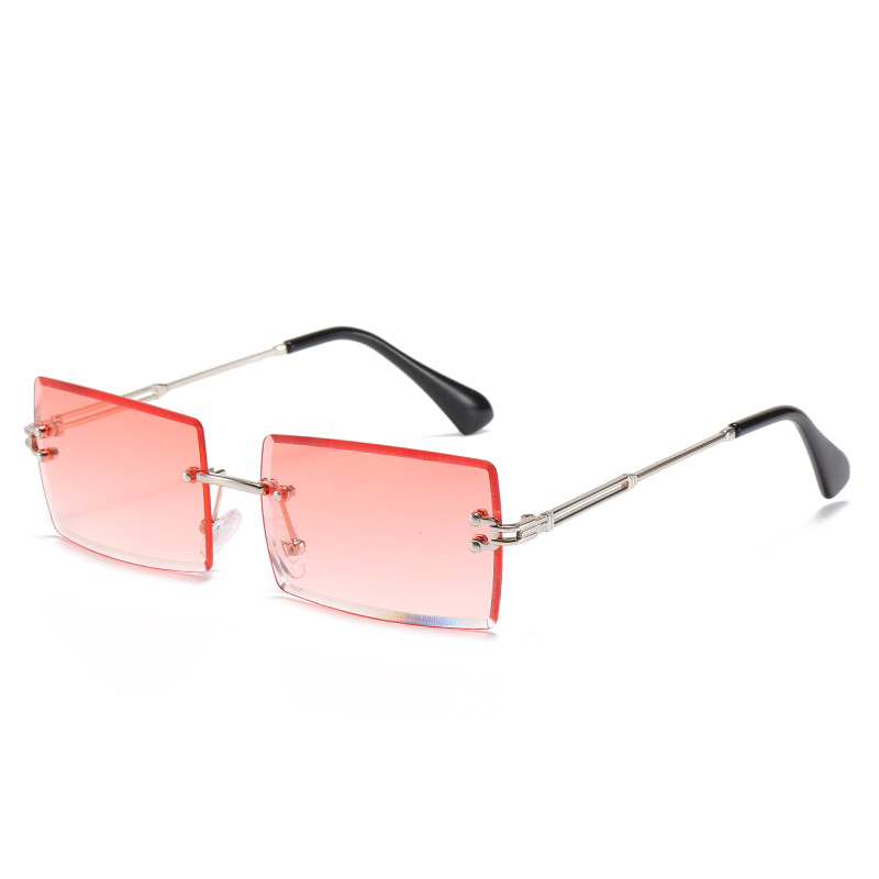 Sunglasses Rimless Square sunglasses with cut edge Fashion small glasses sunglasses