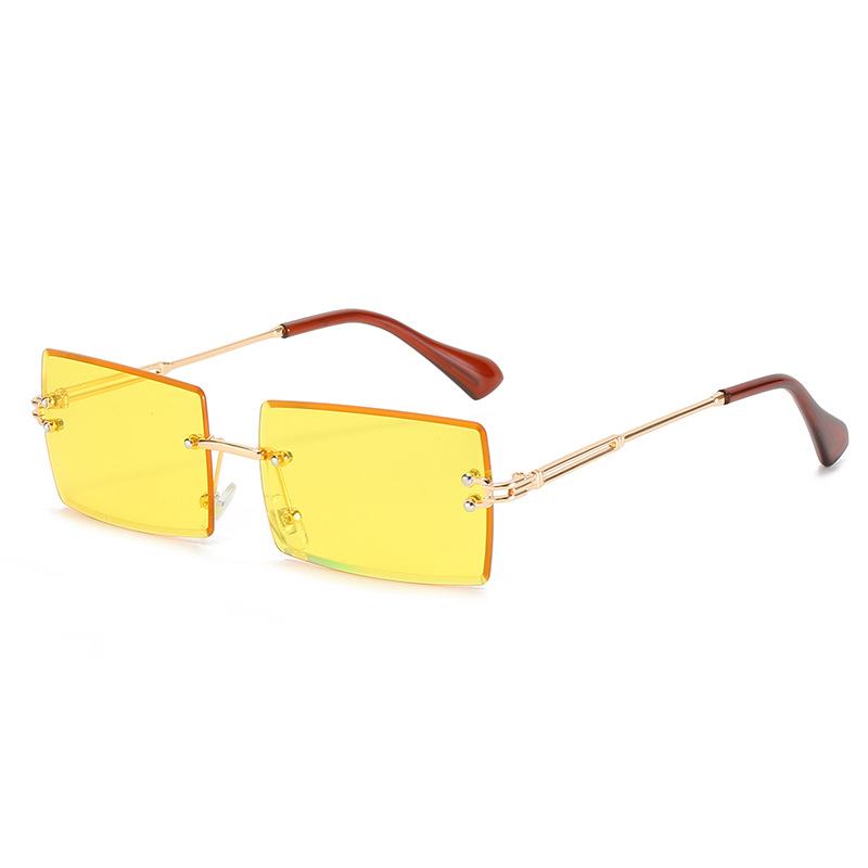 Sunglasses Rimless Square sunglasses with cut edge Fashion small glasses sunglasses