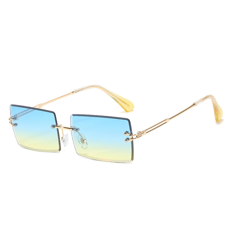 Sunglasses Rimless Square sunglasses with cut edge Fashion small glasses sunglasses