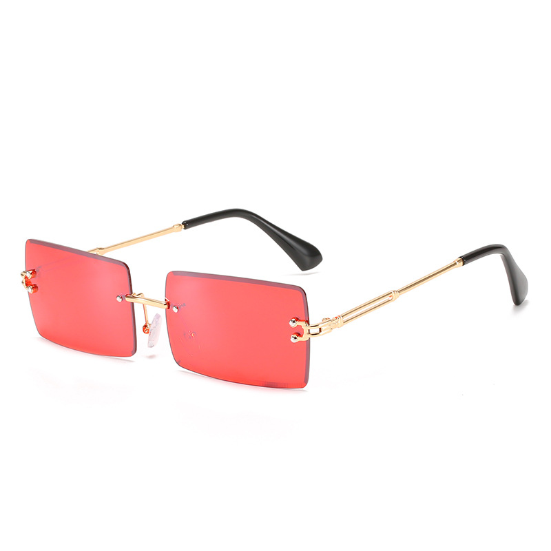 Sunglasses Rimless Square sunglasses with cut edge Fashion small glasses sunglasses