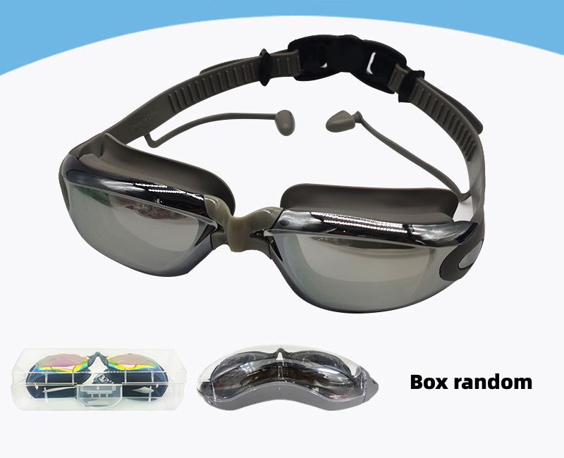 Hd swimming goggles Adult anti-fog electroplated swimming goggles men's and women's silicone