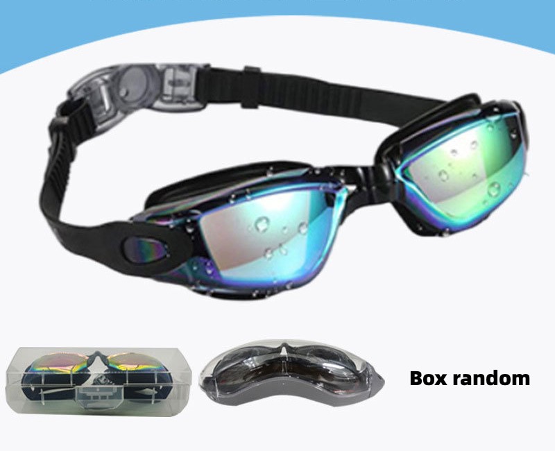 Hd swimming goggles Adult anti-fog electroplated swimming goggles men's and women's silicone