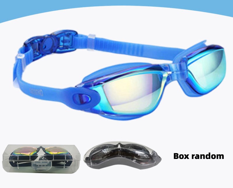 Hd swimming goggles Adult anti-fog electroplated swimming goggles men's and women's silicone