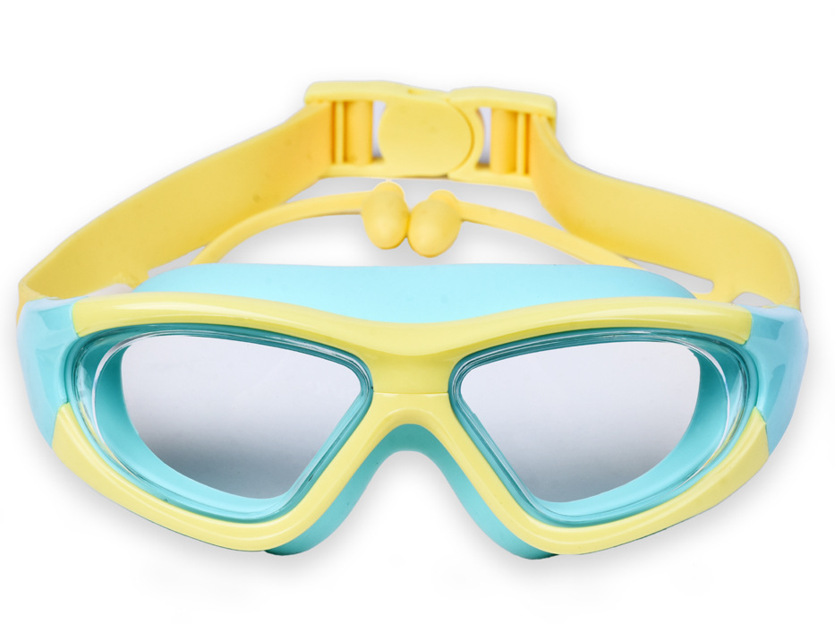 Hd children's swim goggles anti-fog large frame goggles comfortable silicone ear plugs