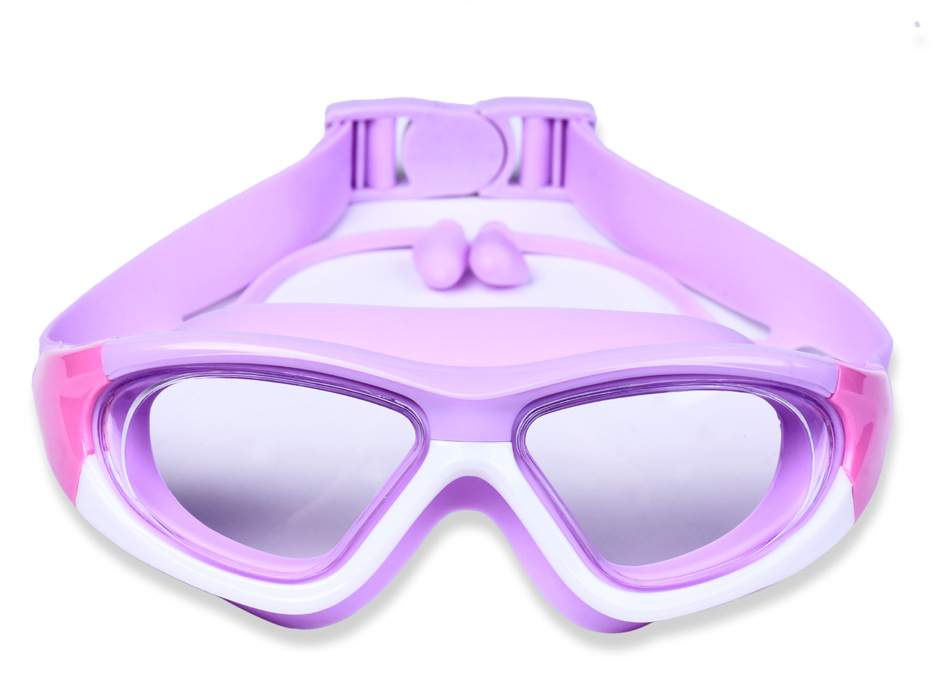 Hd children's swim goggles anti-fog large frame goggles comfortable silicone ear plugs