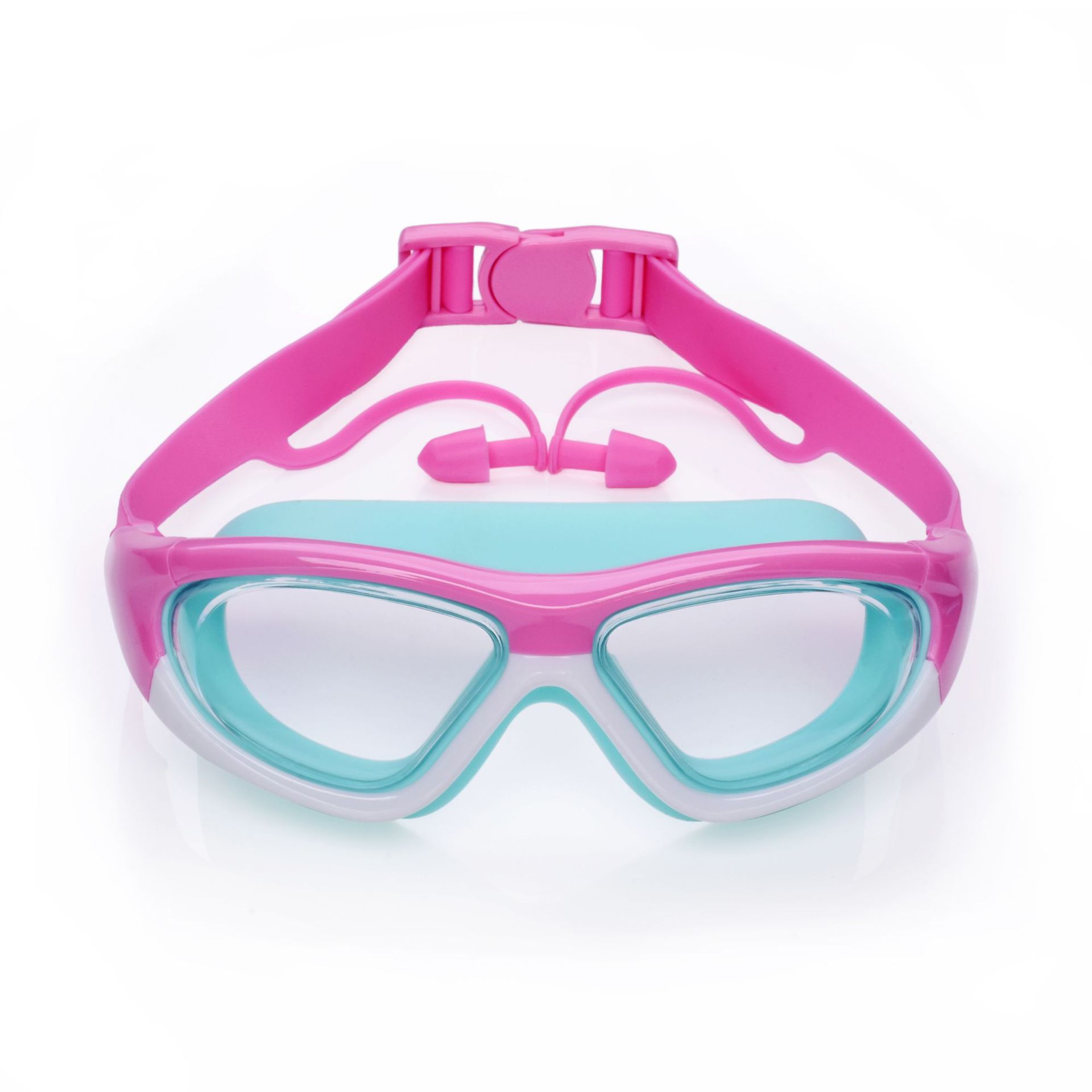 Hd children's swim goggles anti-fog large frame goggles comfortable silicone ear plugs