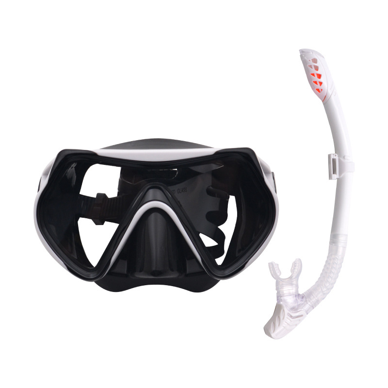 High definition tempered glass diving goggles full dry silicone PC snorkel snorkel set two sets