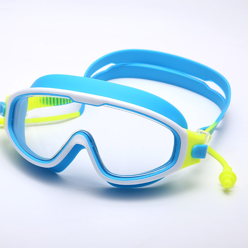 Children's swimming goggles large frame anti-fog anti-ultraviolet ear plugs comfortable