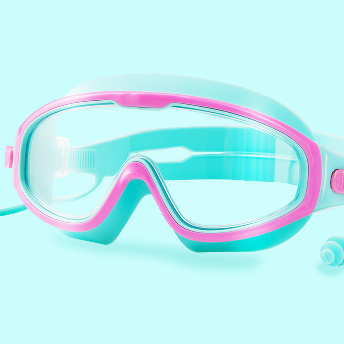Children's swimming goggles large frame anti-fog anti-ultraviolet ear plugs comfortable