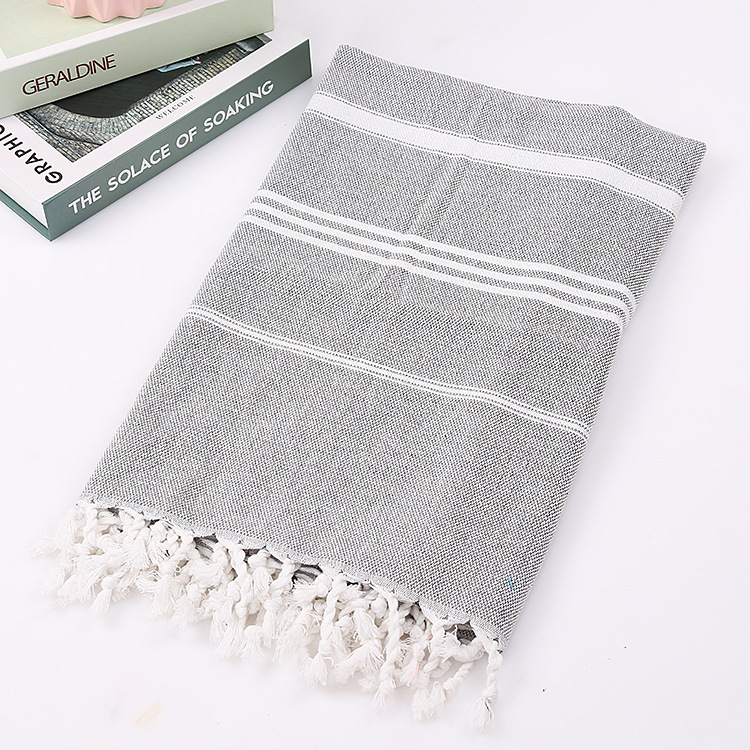 Cotton non-stick sand beach towel Adult outdoor shawl striped sauna towel