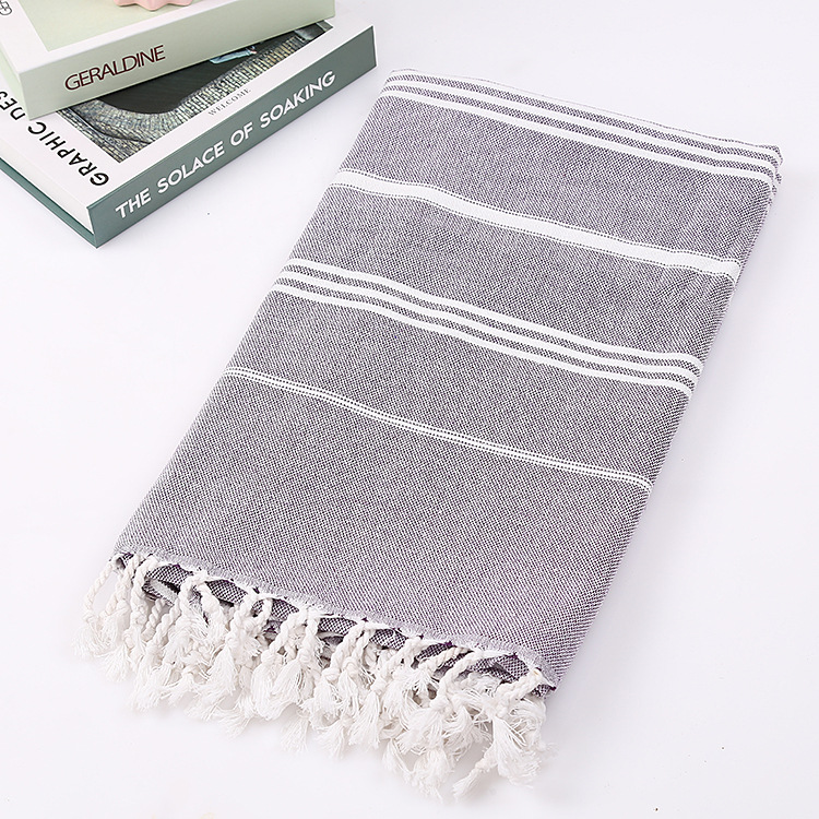 Cotton non-stick sand beach towel Adult outdoor shawl striped sauna towel