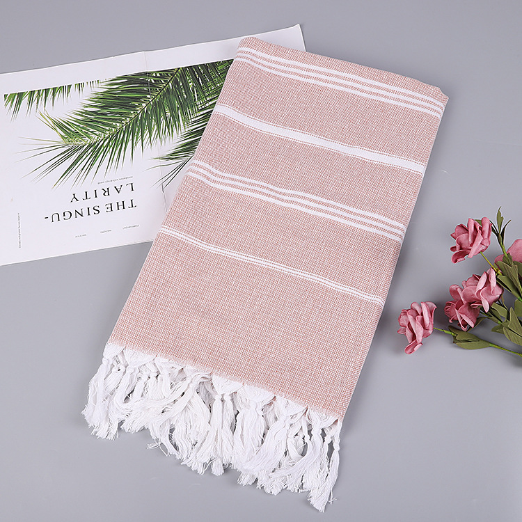 Cotton non-stick sand beach towel Adult outdoor shawl striped sauna towel