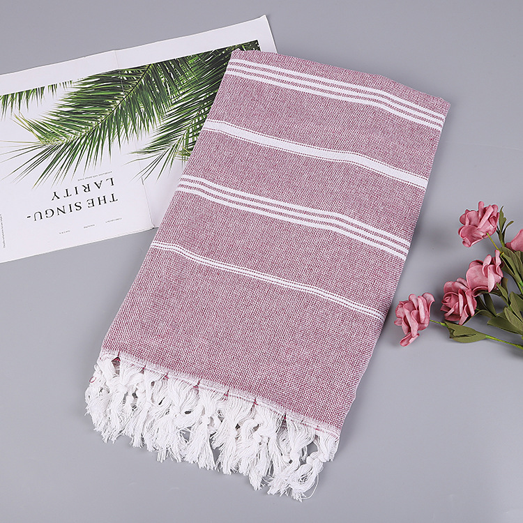 Cotton non-stick sand beach towel Adult outdoor shawl striped sauna towel