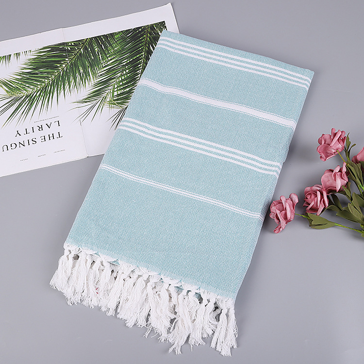 Cotton non-stick sand beach towel Adult outdoor shawl striped sauna towel