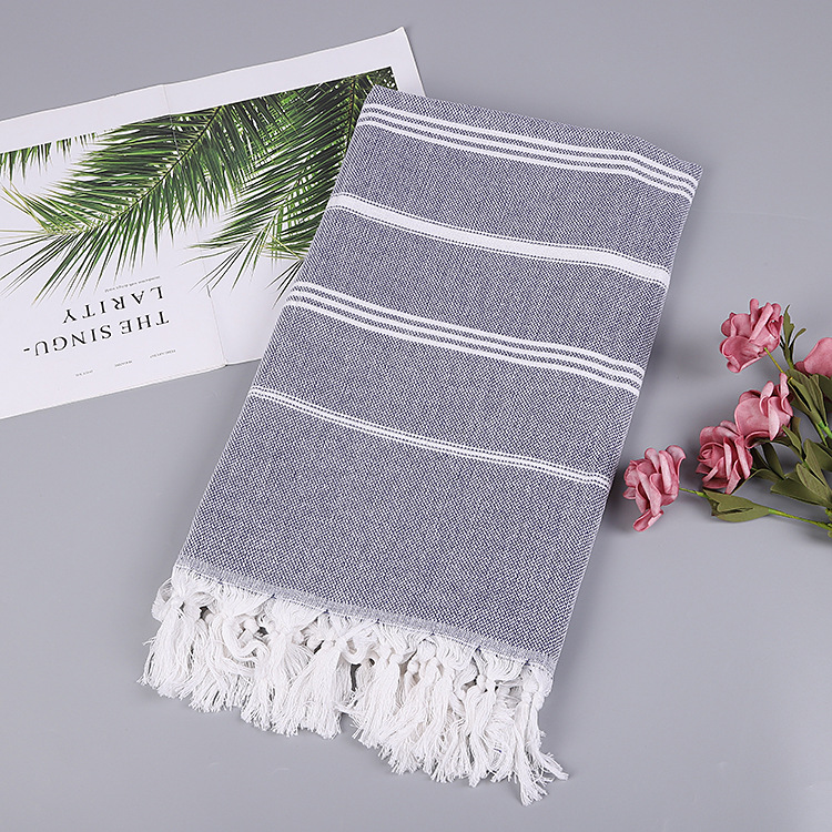 Cotton non-stick sand beach towel Adult outdoor shawl striped sauna towel