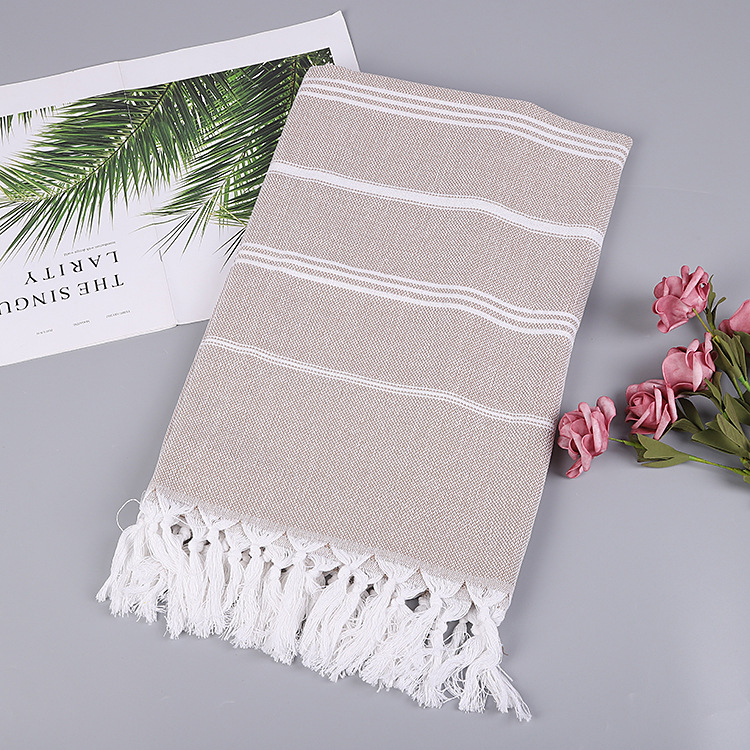 Cotton non-stick sand beach towel Adult outdoor shawl striped sauna towel
