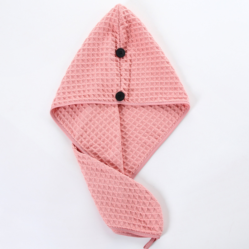 Waffle dry hat Long hat Soft wash water not easy to remove hair scarf towel