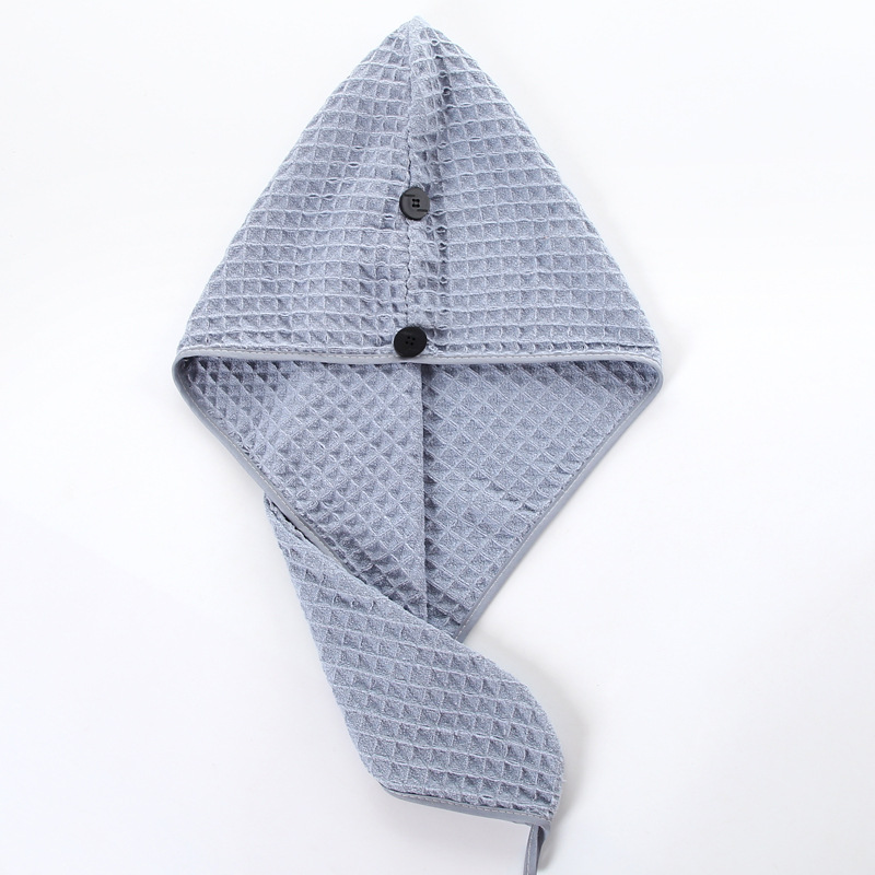Waffle dry hat Long hat Soft wash water not easy to remove hair scarf towel