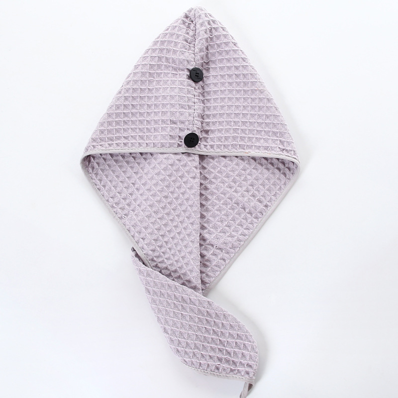 Waffle dry hat Long hat Soft wash water not easy to remove hair scarf towel