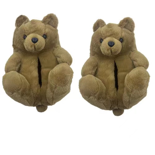 Cheaper Winter Teddy Bear Slippers 2022 Fuzzy Teddy  Plush Adult Slipper House Teddy Bear Slippers For Women