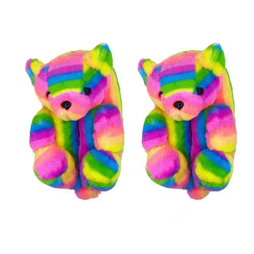 Cheaper Winter Teddy Bear Slippers 2022 Fuzzy Teddy  Plush Adult Slipper House Teddy Bear Slippers For Women