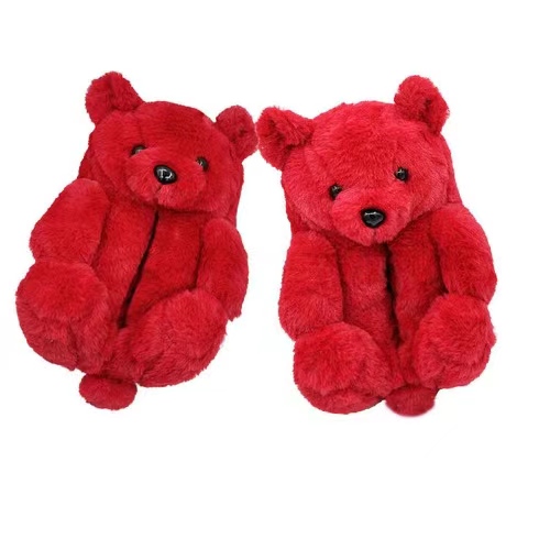 Cheaper Winter Teddy Bear Slippers 2022 Fuzzy Teddy  Plush Adult Slipper House Teddy Bear Slippers For Women