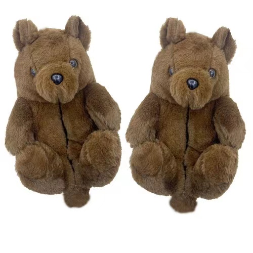 Cheaper Winter Teddy Bear Slippers 2022 Fuzzy Teddy  Plush Adult Slipper House Teddy Bear Slippers For Women