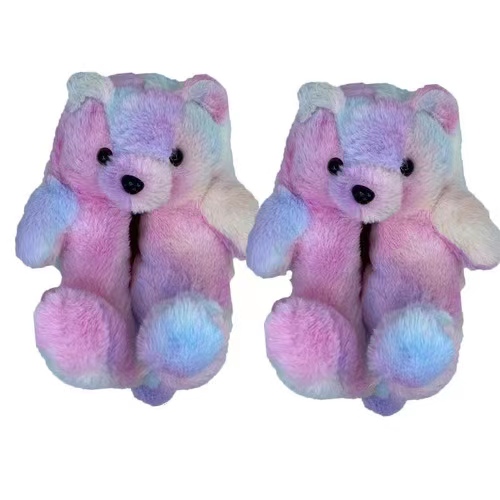 Cheaper Winter Teddy Bear Slippers 2022 Fuzzy Teddy  Plush Adult Slipper House Teddy Bear Slippers For Women