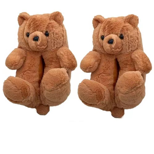 Hot Sale Adult Teddy Bear Slippers Winter Warm Teddy Bear Slippers Plush Women Girls Teddy Bear Slippers