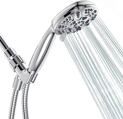 High pressure handheld shower head with stainless steel hose and adjustable stand 6 spray set shower head