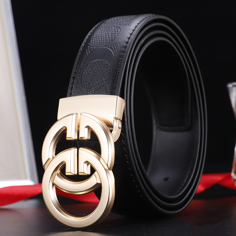 Men's luxury design: Soft belt with self-buckle ratchet belt, adjustable in length