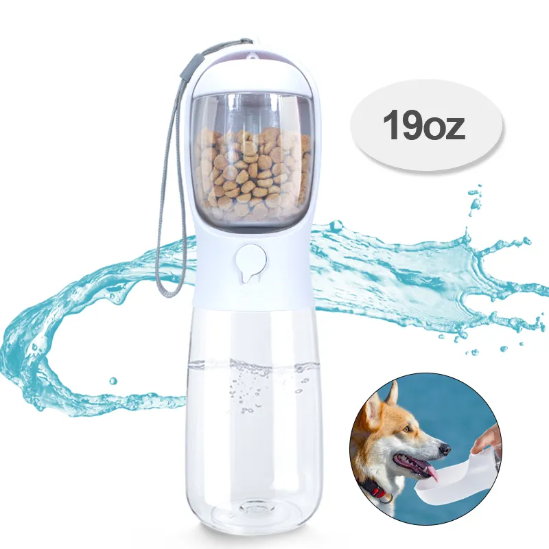 Dog Water Bottle 2-in-1 leak-proof portable pet water bottle with food container, ideal for walking hikes