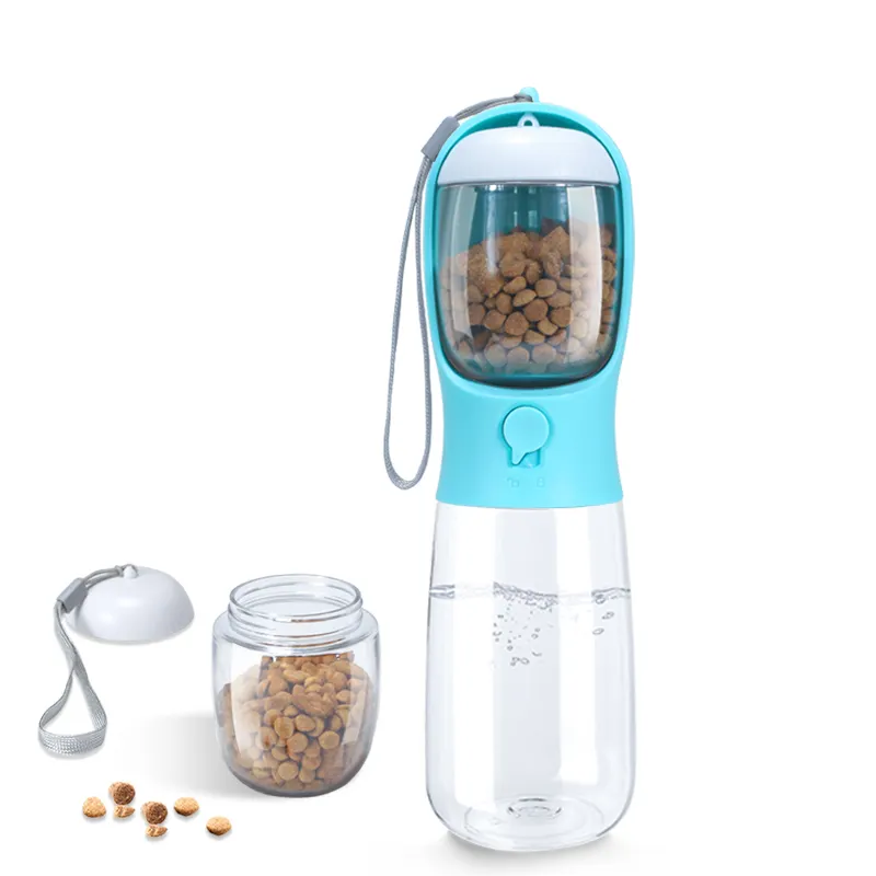 Dog Water Bottle 2-in-1 leak-proof portable pet water bottle with food container, ideal for walking hikes