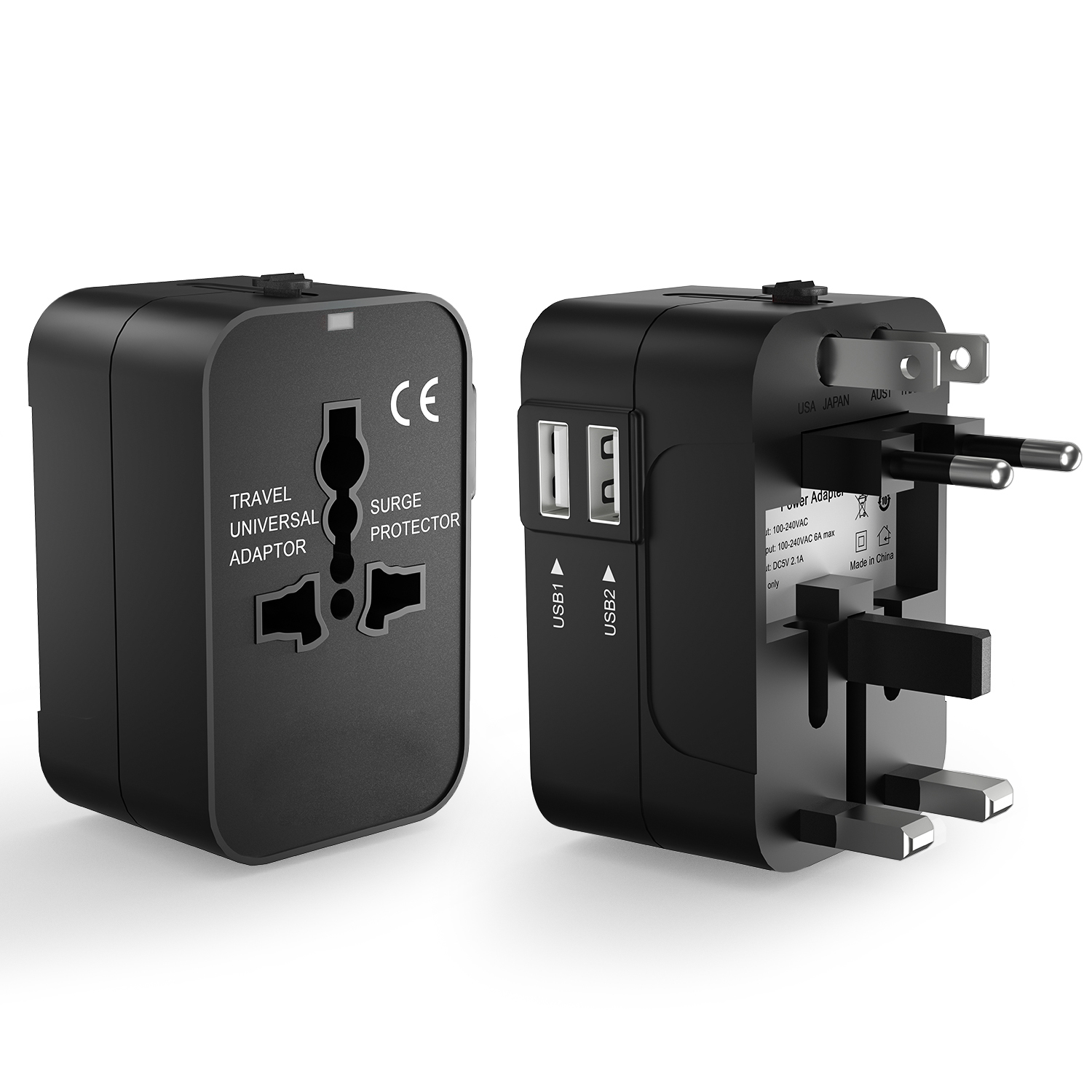 International universal World Travel adapter Wall charger Power plug dual USB