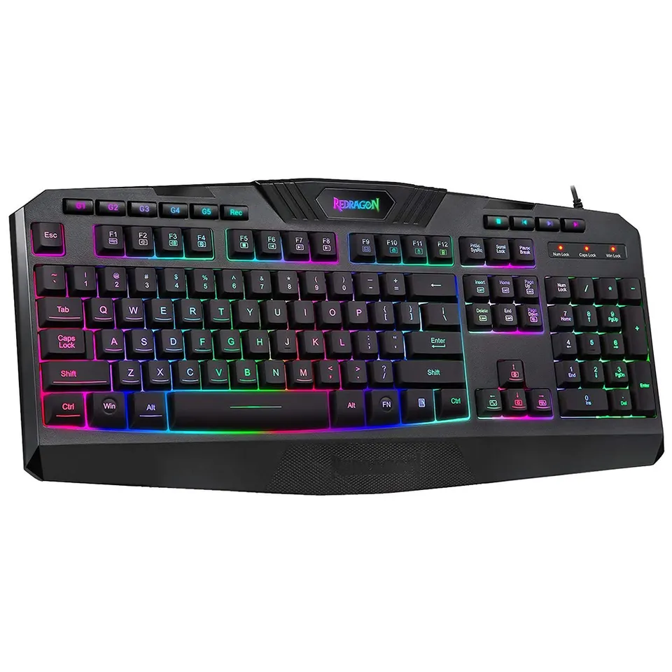 Full color backlit 104 key ergonomic film gaming keyboard