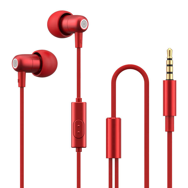 Metal in-ear round hole mini earphones heavy bass wired earbuds