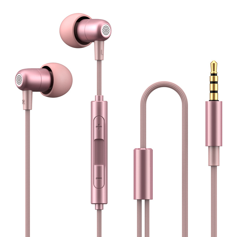 Metal in-ear round hole mini earphones heavy bass wired earbuds