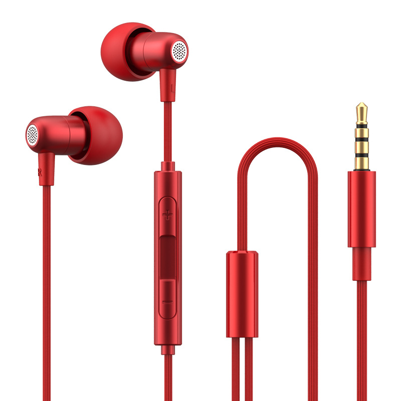 Metal in-ear round hole mini earphones heavy bass wired earbuds