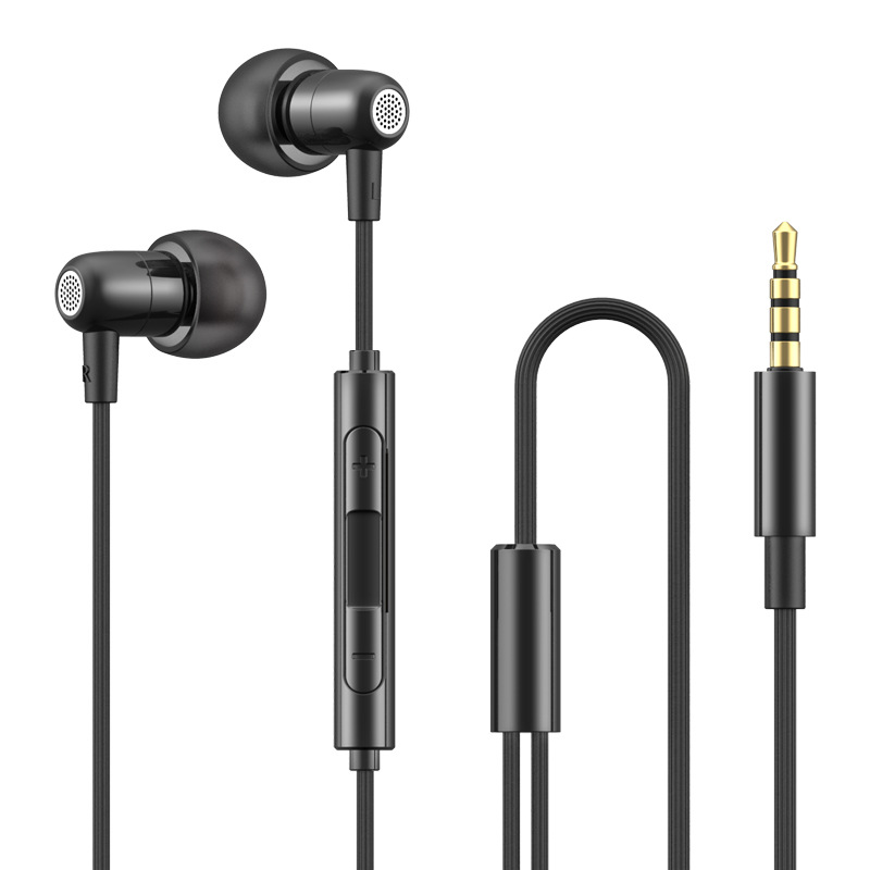 Metal in-ear round hole mini earphones heavy bass wired earbuds