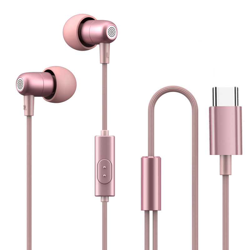 Metal in-ear round hole mini earphones heavy bass wired earbuds