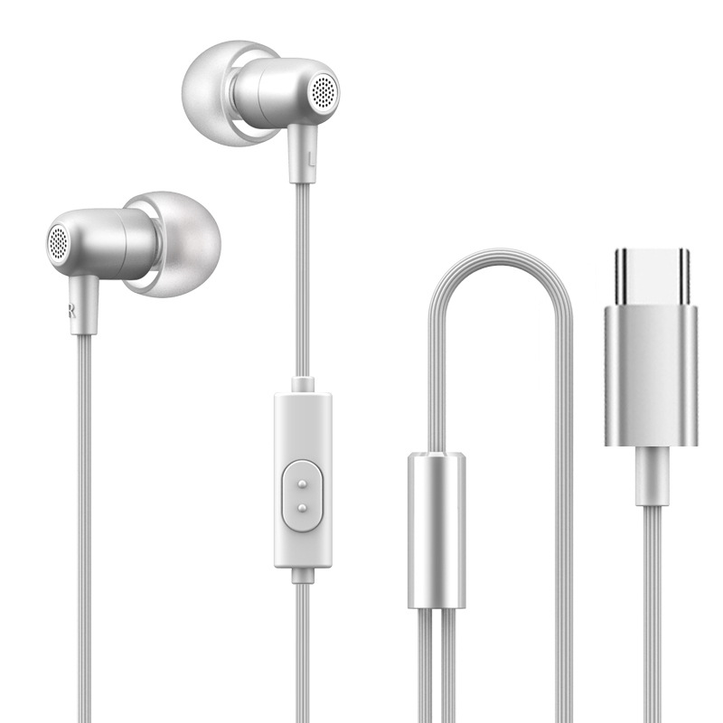 Metal in-ear round hole mini earphones heavy bass wired earbuds