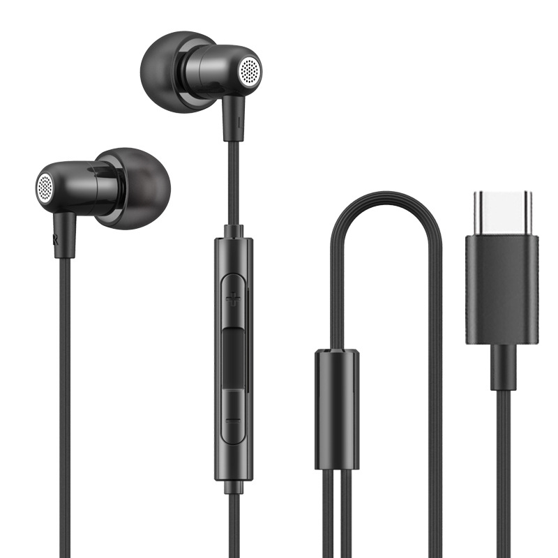 Metal in-ear round hole mini earphones heavy bass wired earbuds