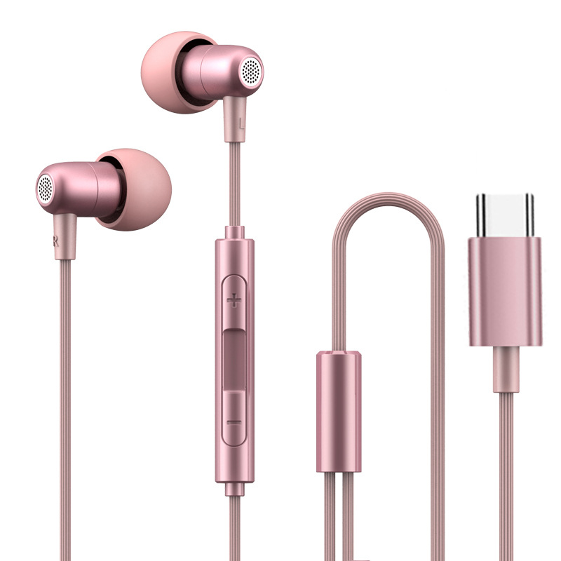 Metal in-ear round hole mini earphones heavy bass wired earbuds
