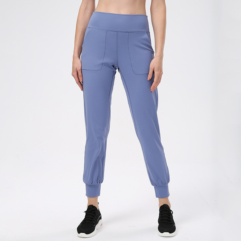 Baggy pocket yoga pants Women's lulu nude-trimmed fitness pants Corded feet casual sweatpants