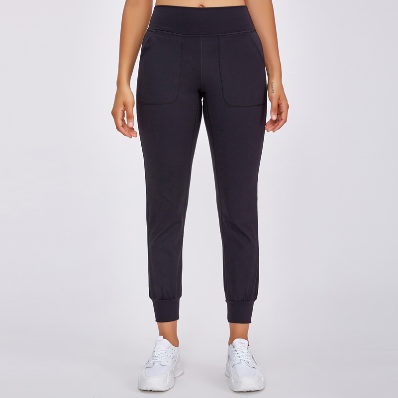 Baggy pocket yoga pants Women's lulu nude-trimmed fitness pants Corded feet casual sweatpants