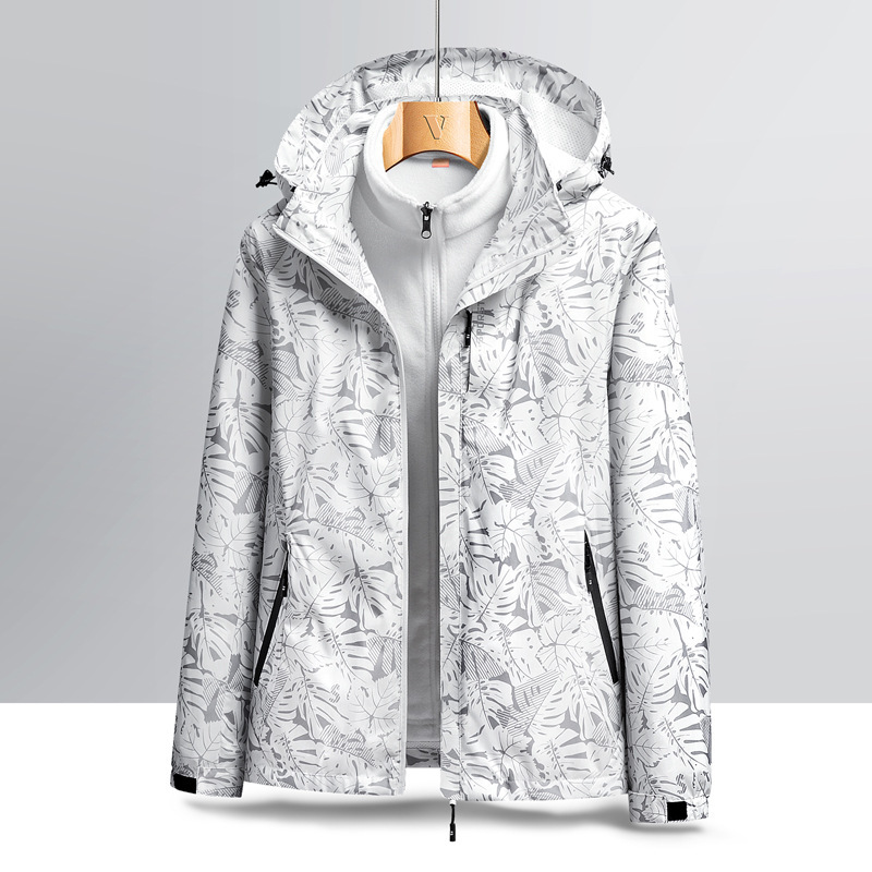 Outdoor 3-in-1 hardshell jacket for male and female couples with removable inner liner