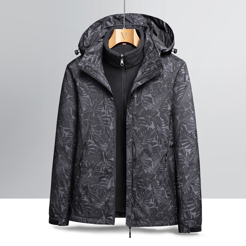 Outdoor 3-in-1 hardshell jacket for male and female couples with removable inner liner