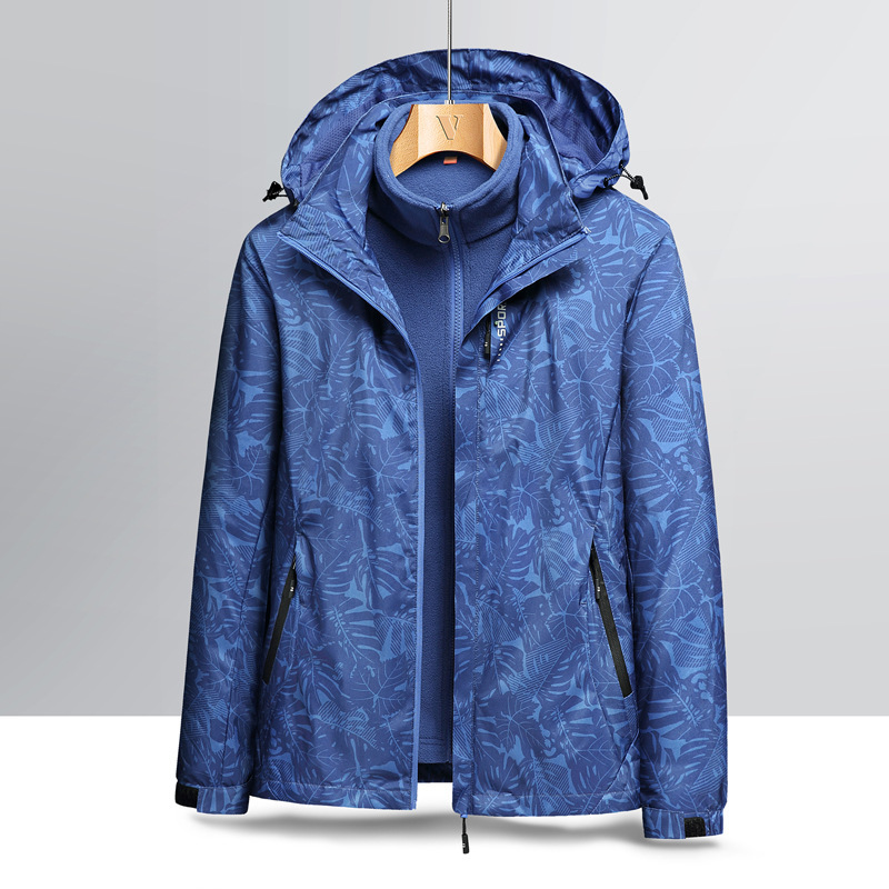 Outdoor 3-in-1 hardshell jacket for male and female couples with removable inner liner