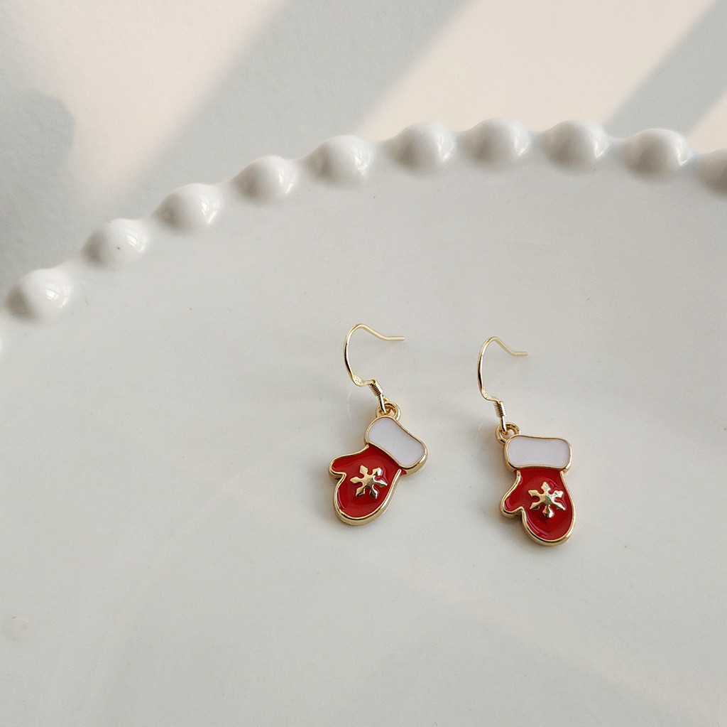 S925 Silver Needle Christmas Earrings Feminine Drop glaze festive earrings/Available from 2 pieces